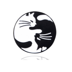 WISH歐美 創意貓胸針 黑白貓咪合抱動物胸針 牛仔包包飾品別針