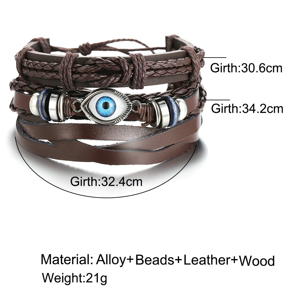 Eye Braided Leather Bracelet Set Creative Punk Style Black Men's Bracelet display picture 1