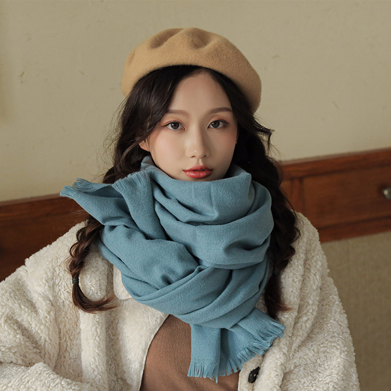 纯色围巾女秋冬季韩版经典百搭学生情侣超大加厚围脖保暖披肩两用