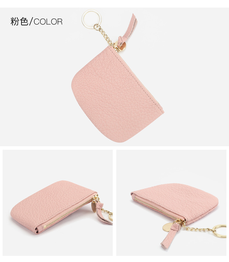 First Layer Cowhide Coin Purse New Korean Version Of Key Ring Coin Storage Bag display picture 9