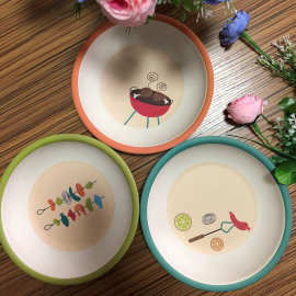 20*3.5Hcm 圆形深盘环保食品安全餐具野餐图案可定制餐具