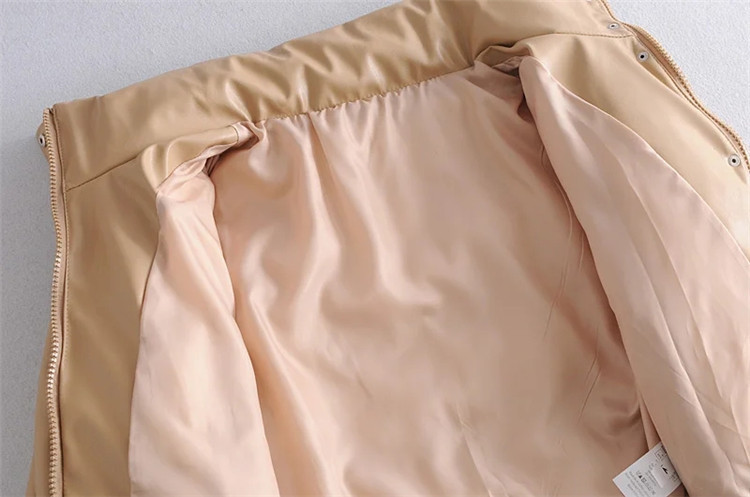 Damenbekleidung lässig einfarbig einfache Leder Baumwollkleidung für Damen Winter neue kleine Stehkragen Pu-Jacke_voghion.com