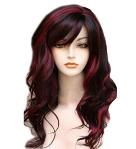 2020 Amazon Europa y América peluca femenina wig hair multicolor rizado de longitud media pelo fibra química