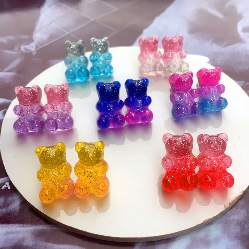 fashion contrast color colorful gummy bear stud earrings wholesalepicture3