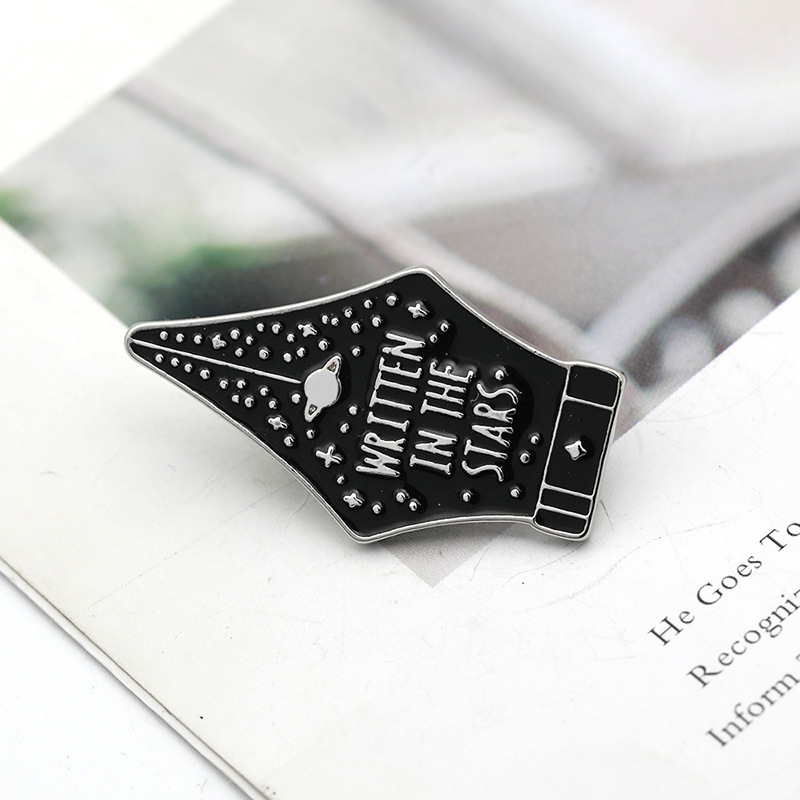 Fashion Star Pen Brooch Black English Letter Student Wild Alloy Badge display picture 4