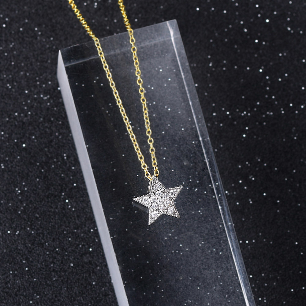 7g Weight Zircon Inlay Material Simple Style Star Copper Inlay Zircon Pendant Necklace