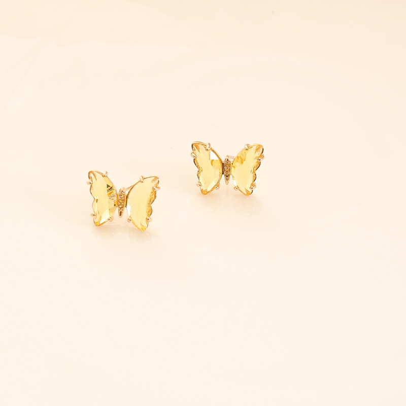 Boucles D&#39;oreilles Papillon En Diamant Incrusté De Zircons Colorés display picture 7