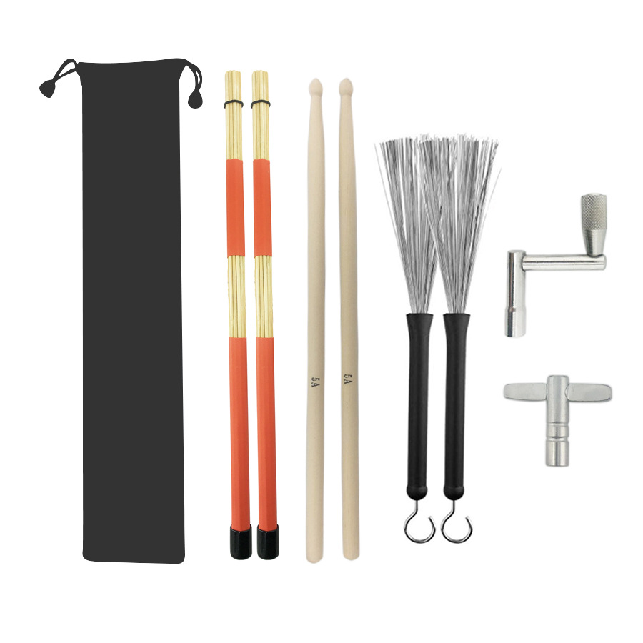 direct deal Drum Wire brush Drumsticks 5A Drumsticks 19 Bundle drumstick wrench Plush bag set