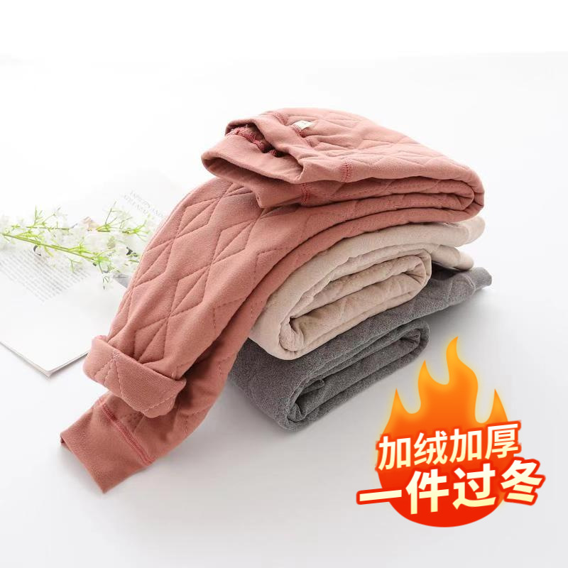 冬季款男童女童保暖裤加绒加厚打底裤内穿棉裤中小童热能裤自发热