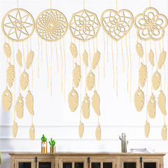 Factory Direct Supply New Fashion Creative Wooden Color Lattice Pattern Tassel Dreamcatcher Wooden Craft Gift
