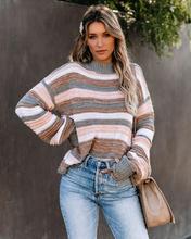 2020秋冬新款套头拼接条纹OL通勒毛衣圆领针织衫毛衣批发一件代发