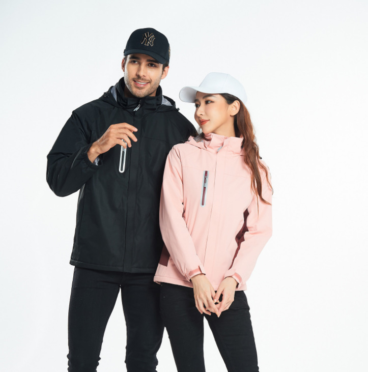 新款秋冬情侣软壳冲锋衣男加绒防水防风登山服透气连帽单层外套女