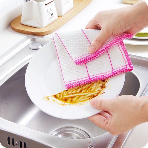 Factory direct sales five-layer cotton dish towel/non-stick cotton gauze dish towel/scouring pad for household degreasing and decontamination