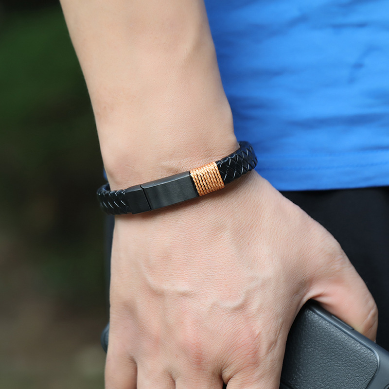 retro black braided stainless steel menu0027s bracelet