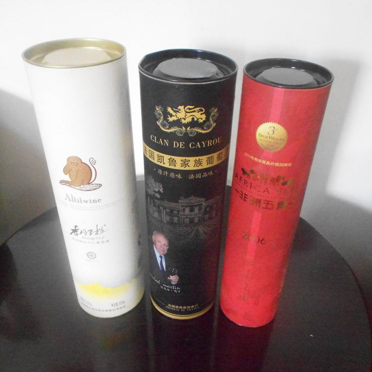 红酒纸筒纸罐定制葡萄酒圆形纸筒 红酒纸罐包装纸筒小瓶酒包装