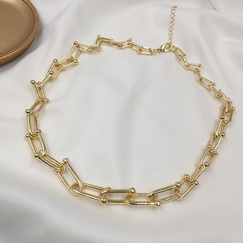 Golden Chain Necklace Cold Wind Hip-hop Exaggerated Korean Trendy Personality Thick Clavicle Chain Wholesale display picture 4