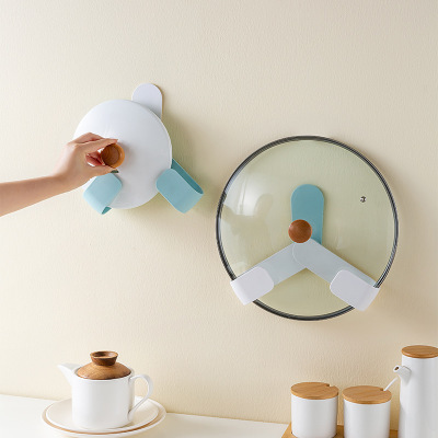 new pattern multi-function fold rotate Wall hanging Pot cover rack Free punch kitchen chopping block Adjustable Arrangement Storage rack