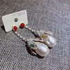 Silver needle, fresh earrings from pearl, crystal earings, silver 925 sample, Korean style