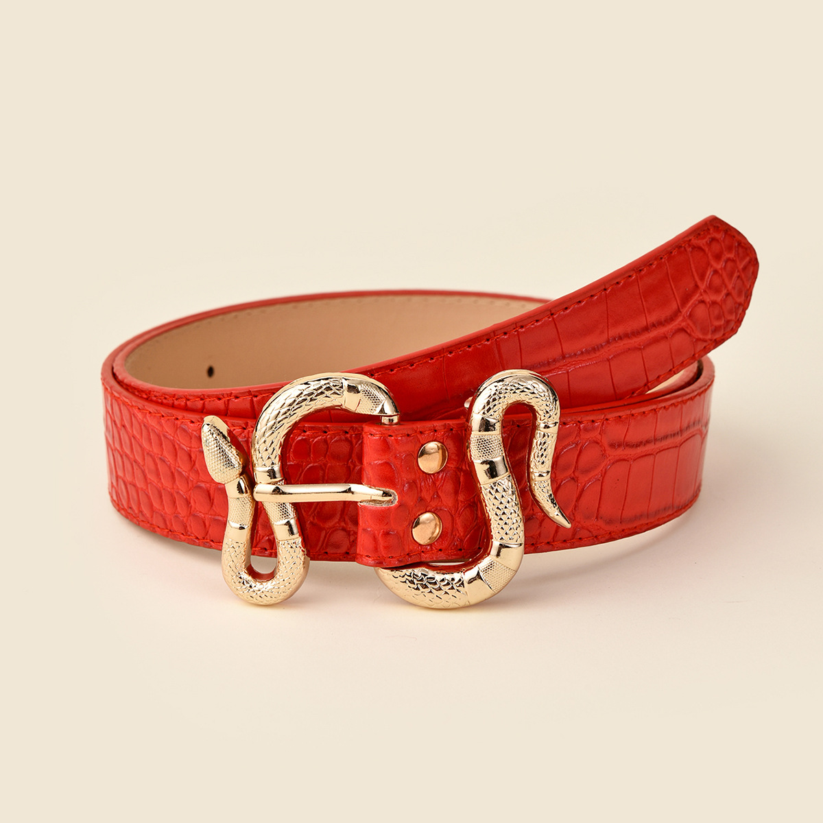 Elegant Streetwear Solid Color Snake Pu Leather Alloy Women's Leather Belts display picture 3