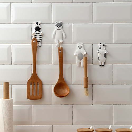 Cute animal-shaped fun hooks with reusable hands and feet bendable sticky hooks for wall decoration hooks behind the door