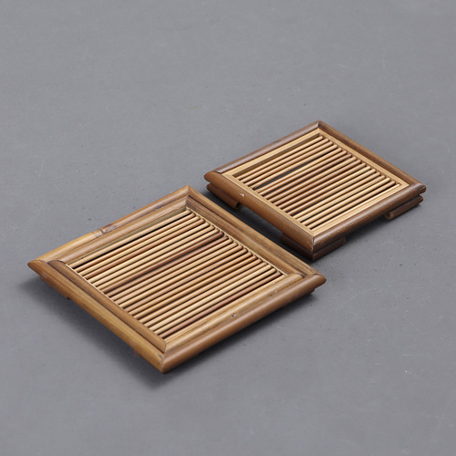 Bamboo cup holder mat, retro Japanese cup holder, Kung Fu tea set, tea ceremony spare parts, solid wood saucer, pot, load-bearing bamboo coaster