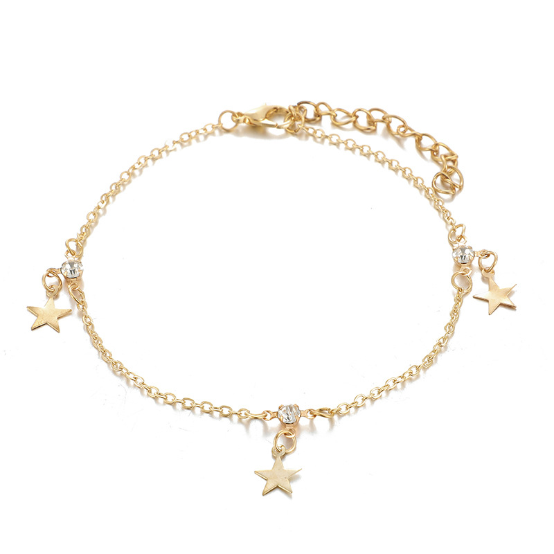 New Foot Jewelry Five-pointed Star Tassel Beaded Anklet 5-piece Multi-layer Anklet Wholesale Nihaojewelry display picture 2