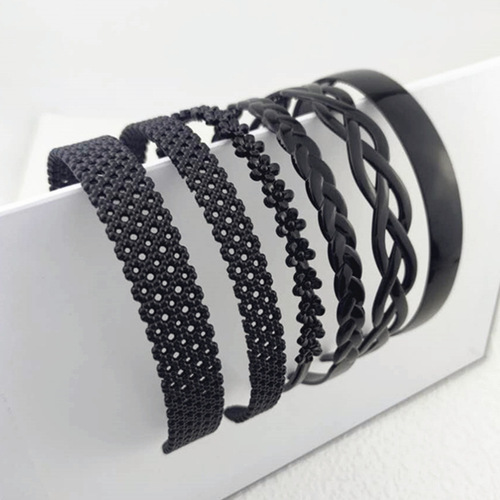 Simple black wide-brimmed non-slip toothed hairband hairpin women's Korean style face wash bangs hair press headband broken hair clip