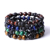 Cross -border Wish source manufacturers direct selling red, yellow, blue, colorful tiger eye stone black separated volcanic stone bracelets