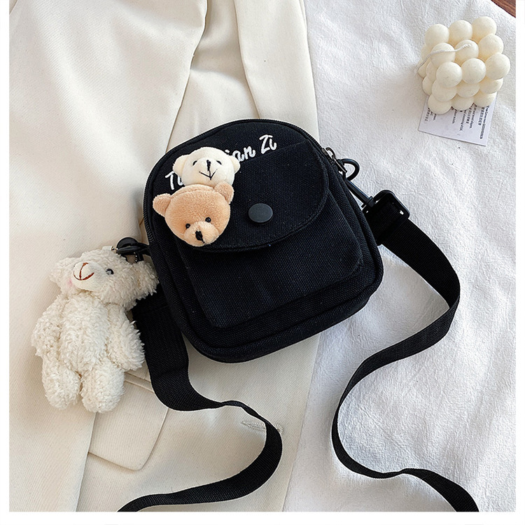 Korean version of Instagram, Japanese style Harajuku, cute and soft girl, with a unique vintage look, girl canvas single-shoulder small crossbody bag, female student undefined