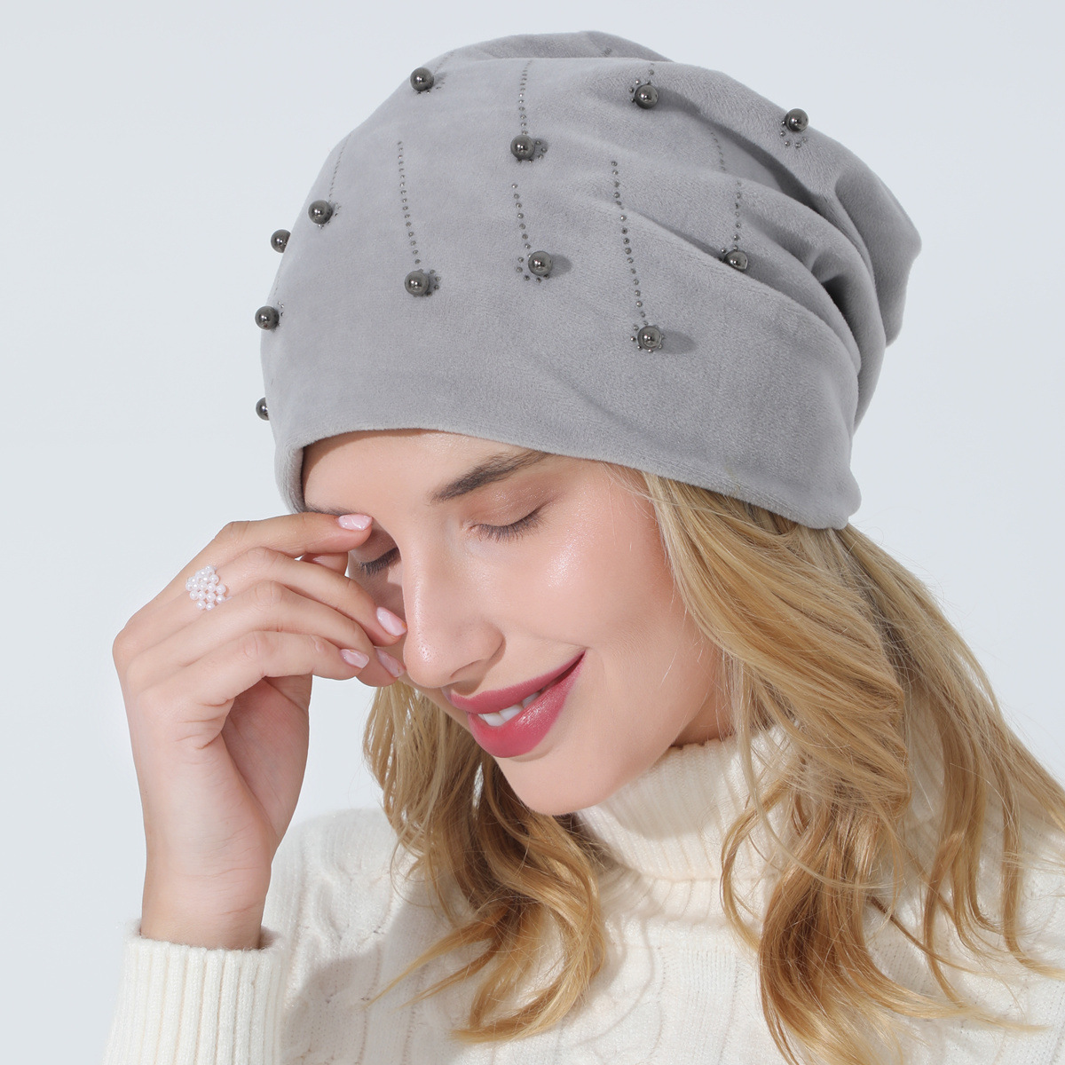 Damen Moonlight Hut Für Herbst Winter Samt Mit Strassbesatz_voghion.com