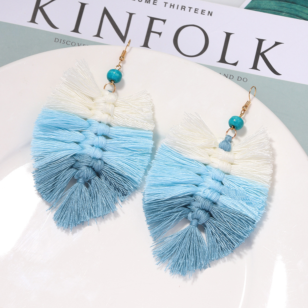 Hot-saling Hand-woven Tassel Small Wool Alloy Earrings Wholesale display picture 30