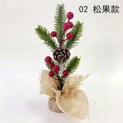 Mini Escritorio de Navidad árbol de flores de regalo caja de regalo de decoración pequeño objeto Campana de cono de pino seta decoración de hojas de pino