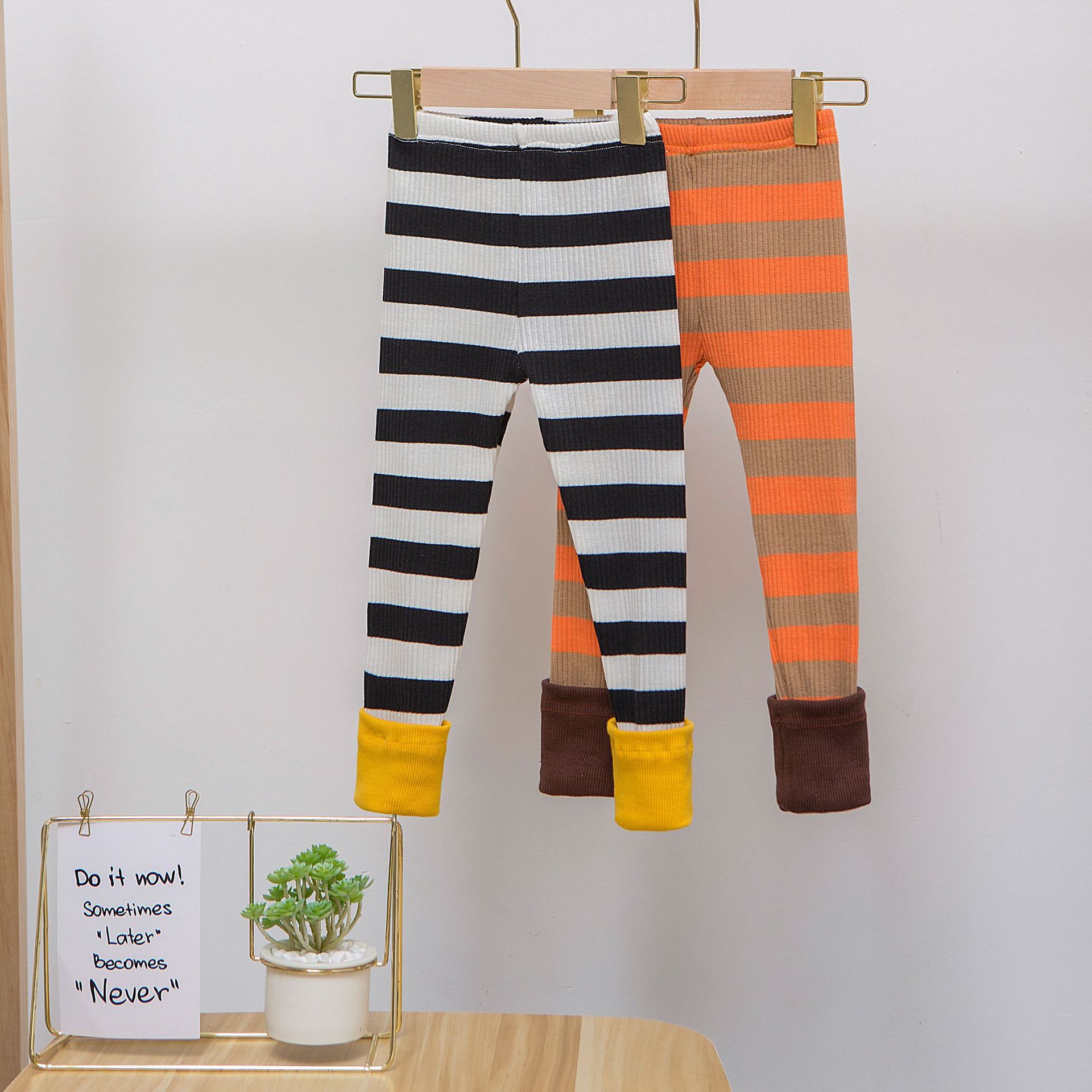 2020 Autumn Children's clothing new pattern girl Autumn stripe Western style Versatile Elastic force Leggings trousers Boy pants Female baby