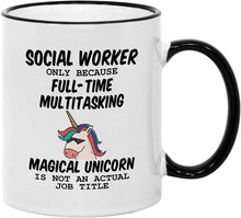 ǫFSocial WORKERմɿR˱ˮɫ߅Unicorn Mug