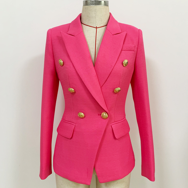 goods in stock 2020 new pattern man 's suit coat classic Metal Lion's Head Double-breasted Self cultivation suit Pock Rose red