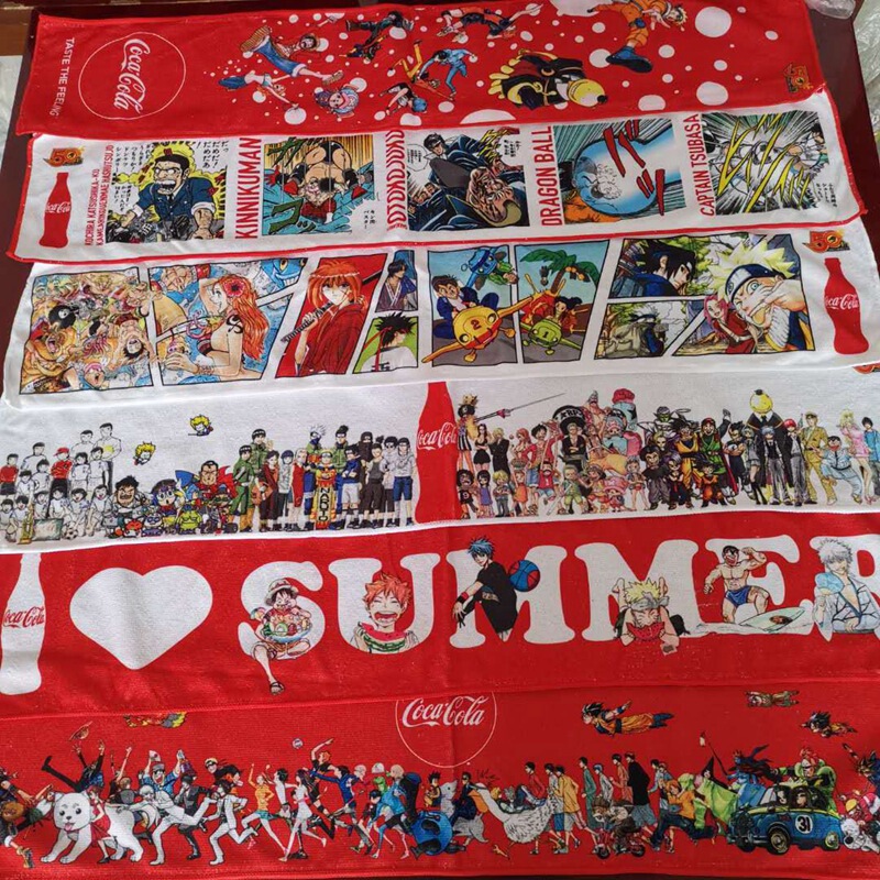 Coke anniversary commemorative sports towel Japanese cartoon animation printing 18*90cm cheer