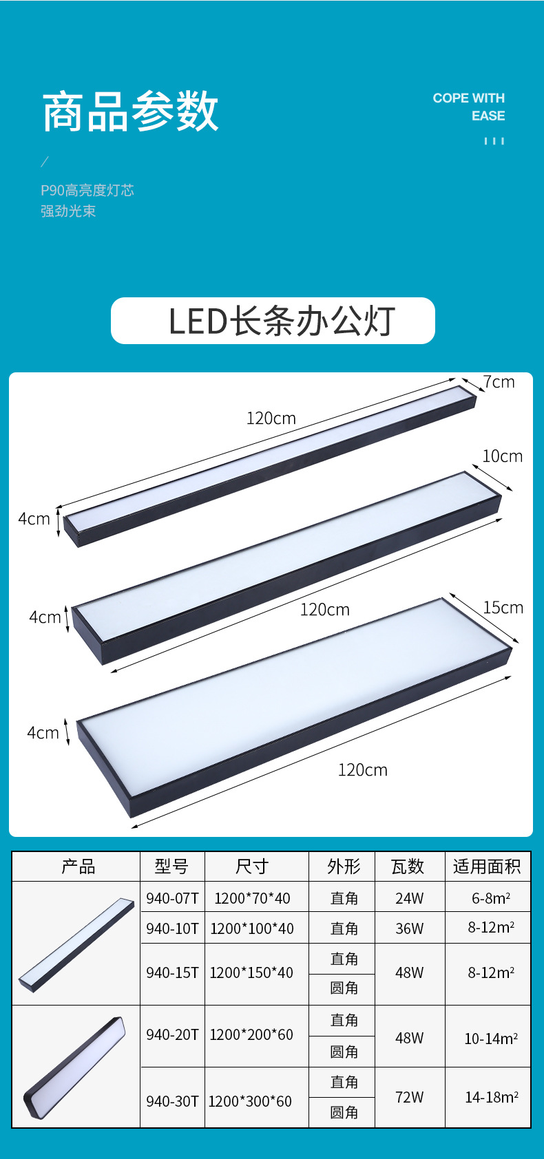 LED长条灯办公室商用吊线灯超市健身房方通线条灯简约LED办公灯-阿里巴巴