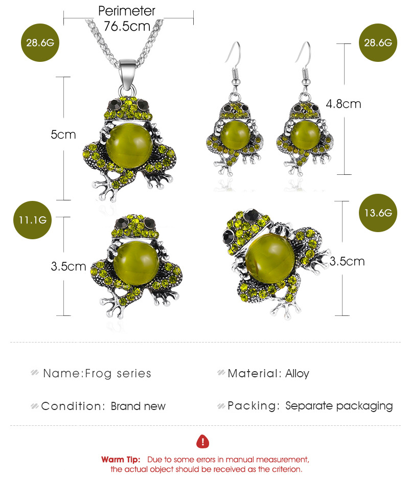 New Cute Cute Pet Jewelry Opal Cute Frog Earrings Elastic Ring Exquisite Toad Sweater Chain Wholesale Nihaojewelry display picture 1