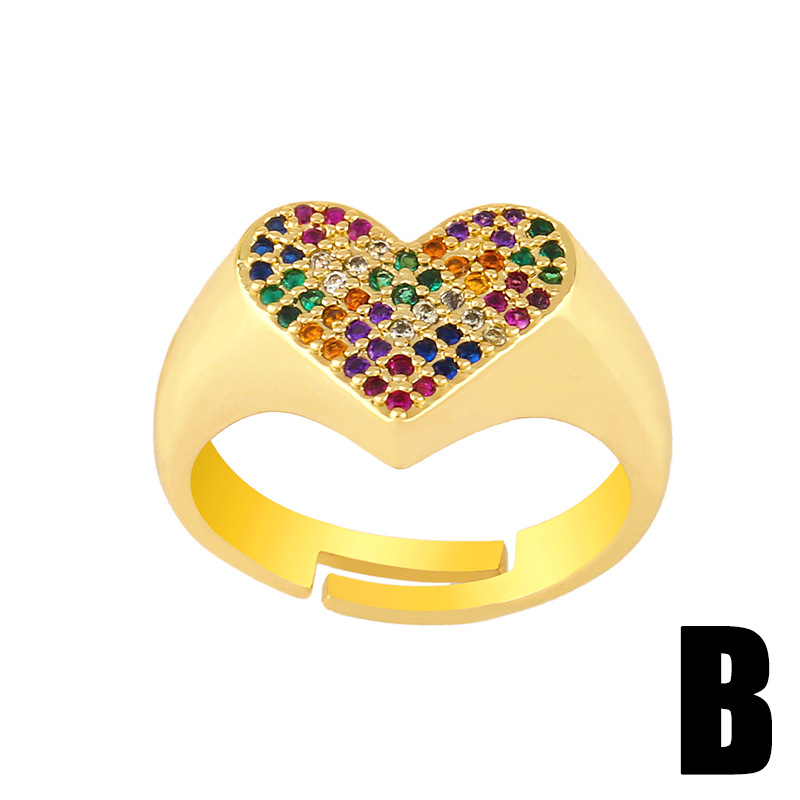 Bague D&#39;amour Créative En Zircon De Couleur Incrustée Simple display picture 4