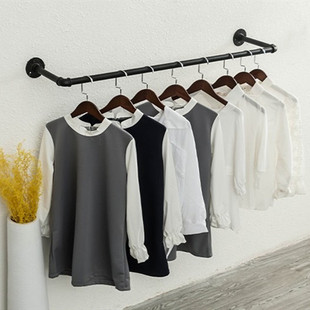 Clothing Store Wall Hanging Clothes Display Rack Iron Men's and Women's Children's Clothes Rack Hanging Wedding Dress Rack Wall-Mounted Clothes Rod Side Hanging
