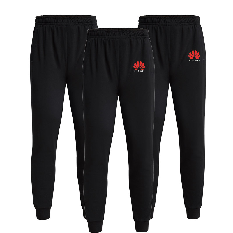 秋冬运动长裤微弹普通现货休闲运动纯色大码黑色棉男裤可定制logo|ms