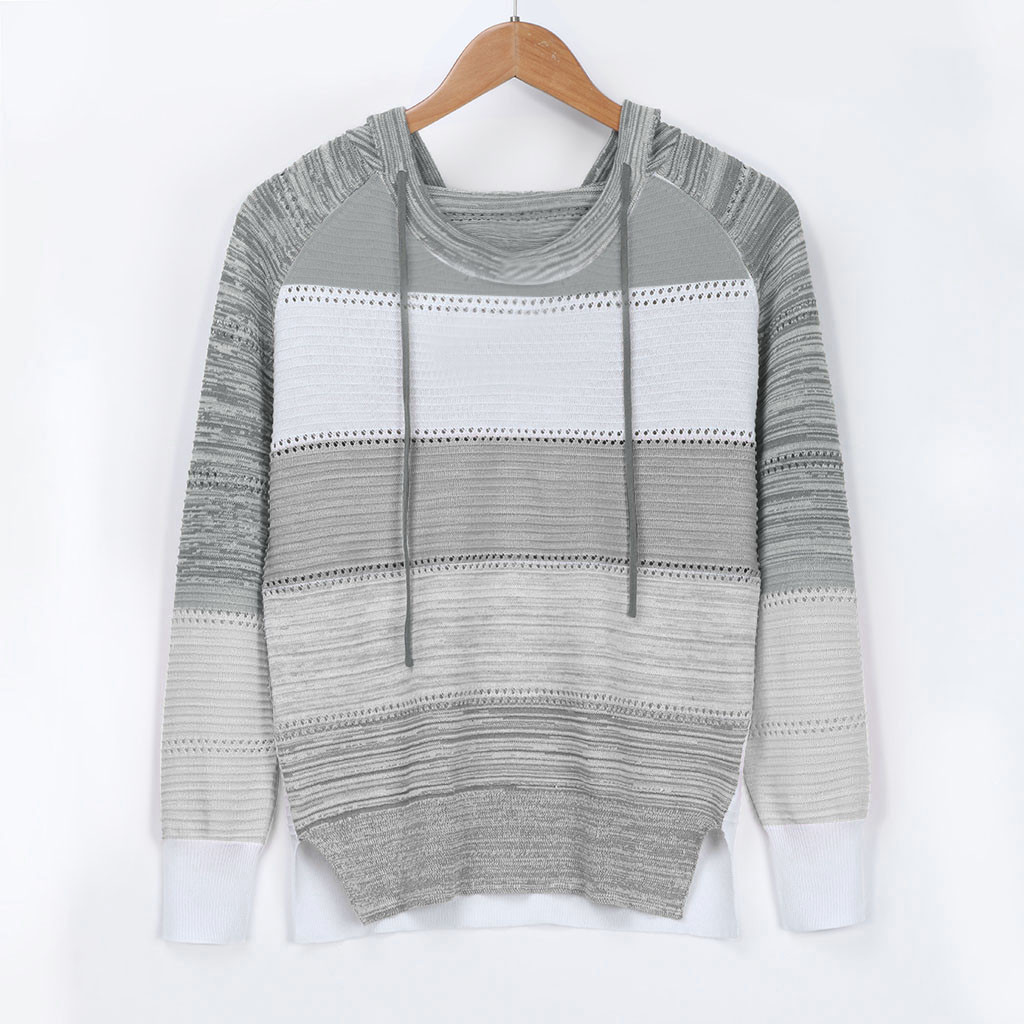 Knitted Sweater Hooded Round Neck Sweater NSYF824