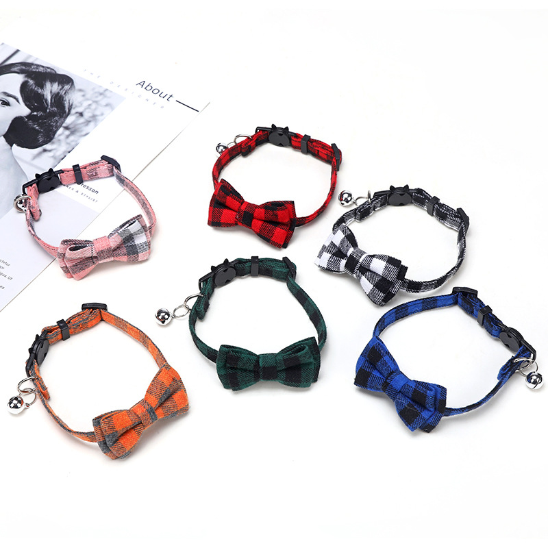 25g Weight Pet Collar Type Of Pet Supplies 1 Piece Quantity Daily Occasion Cloth, Cotton Material Lattice, Cat, Knot, Butterfly, Bow Knot, Bell Pattern All Seasons Season Simple Style Style 1 Piece All Seasons Simple Style Cloth Cotton Lattice Cat Knot Pet Collar 4