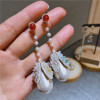 Silver needle, fresh earrings from pearl, crystal earings, silver 925 sample, Korean style