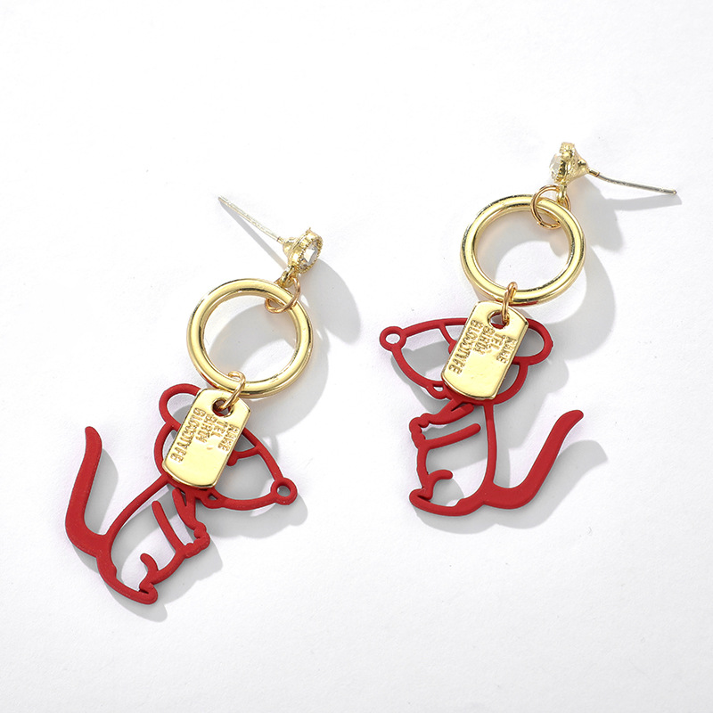كوريا الجنوبية جديد مجوهرات لطيف البرية زودياك الجرذ أقراط الإبداعية شريط الماس الأقراط الجملة Nihaojewelry display picture 3