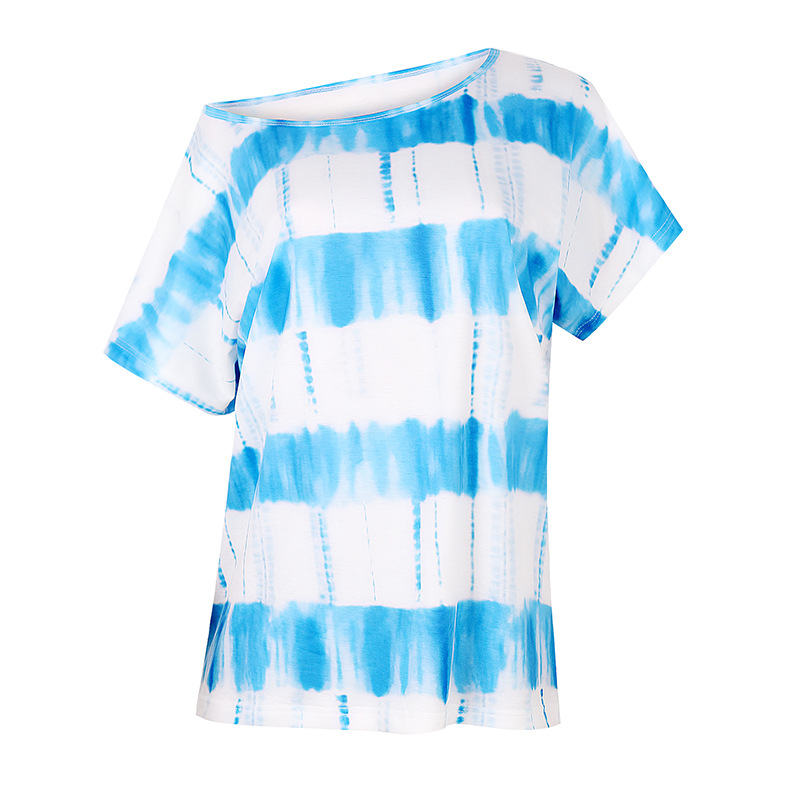 camiseta de manga corta con estampado tie-dye simple NSZH28607