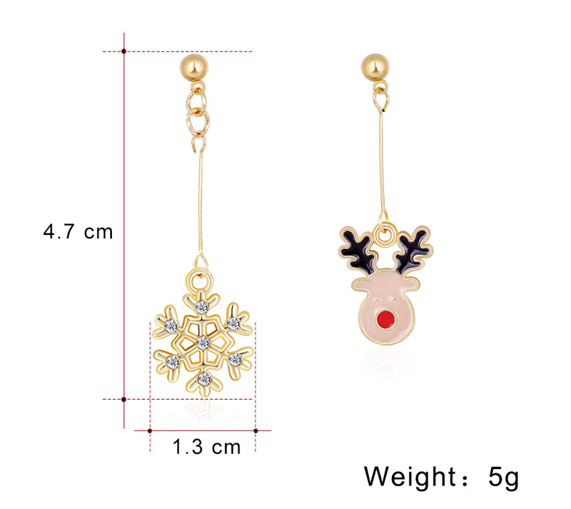 Fashion Alloy Drip Oil Snowflake Deer Earrings display picture 1