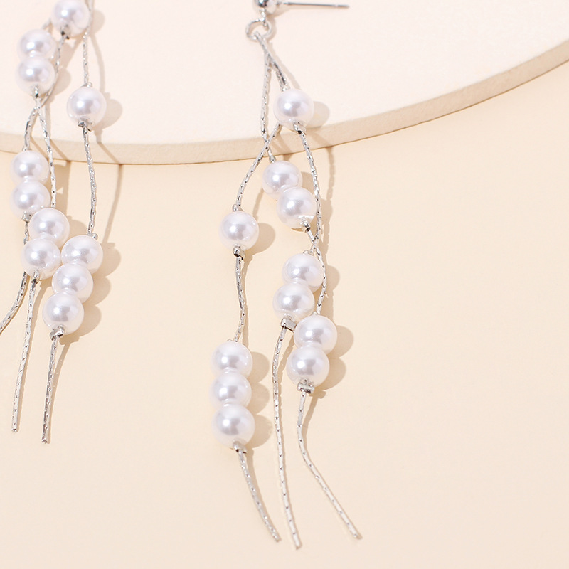 6g Weight Earrings Classification Wedding, Travel, Birthday, Festival Occasion Women'S Gender Fashion Style Gold, Silver Color Fashion Pearl  -one Tassel Earrings 6