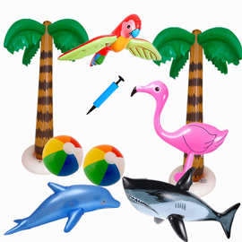 亚马逊热销 PVC充气椰子树 沙滩球 火烈鸟海豚鲨鱼香蕉玩具道具