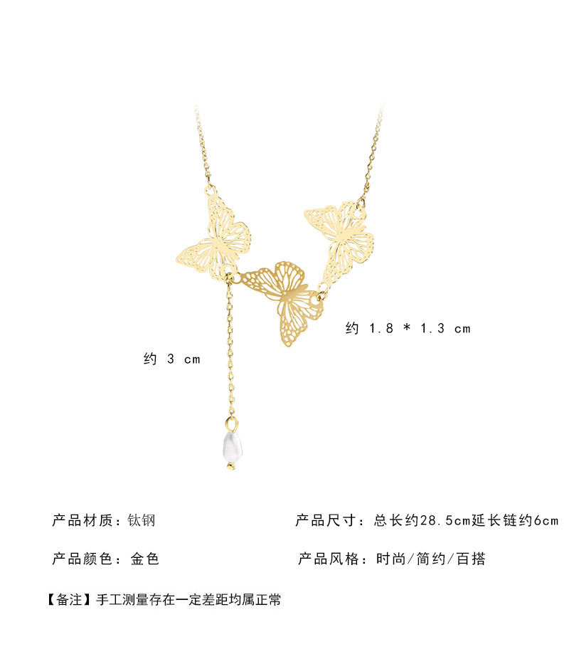 clavicle chain niche titanium steel simple hollow butterfly necklace